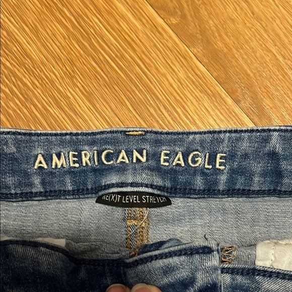 American Eagle Outfitters Blue Distressed Jean Shorts - Picture 2 of 6